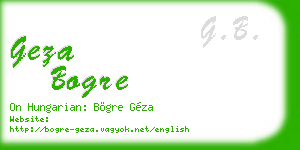 geza bogre business card